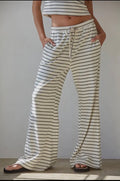 Striped tie flare pants