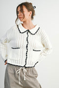 Collared knit button top
