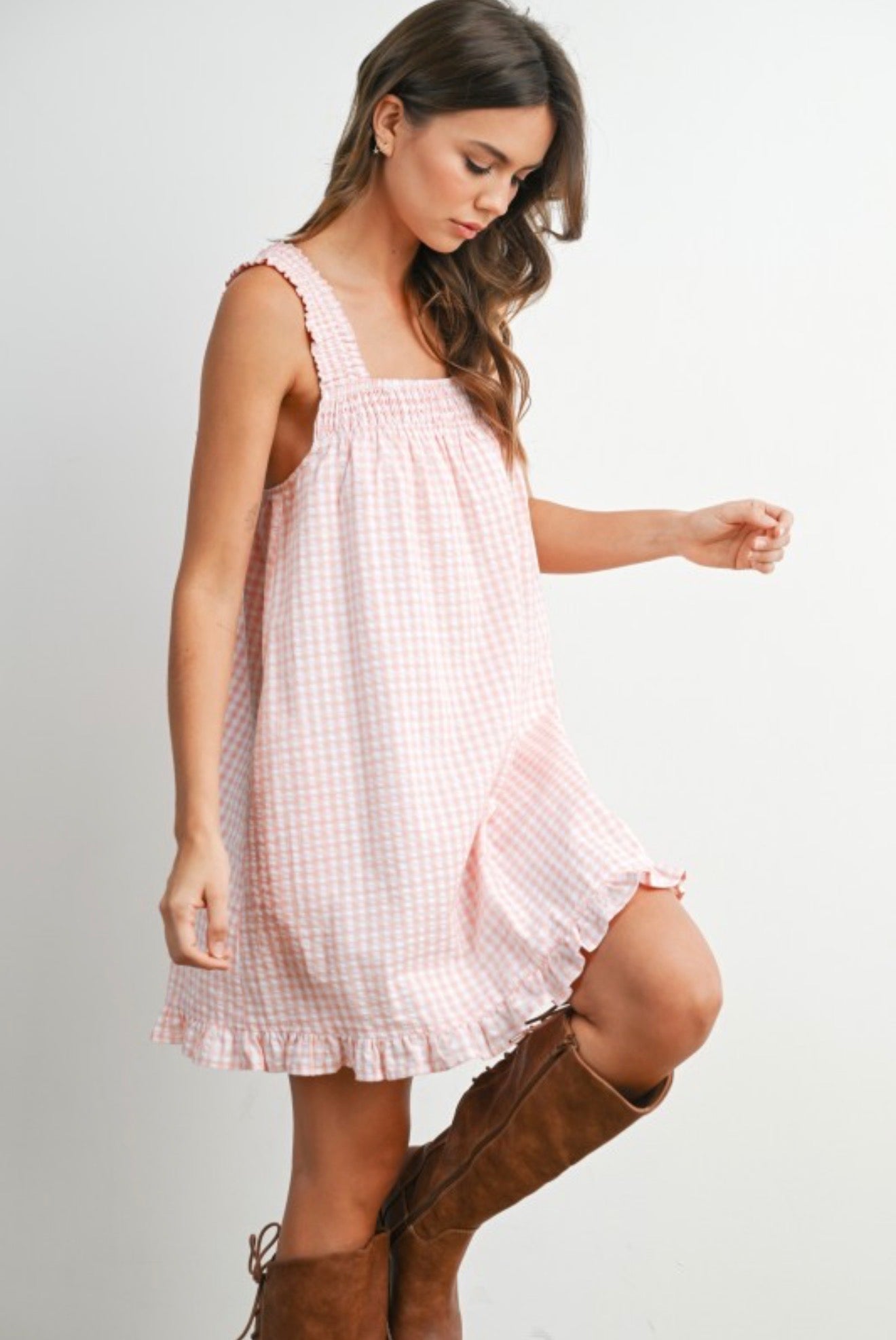 Back tie ruffle hem dress