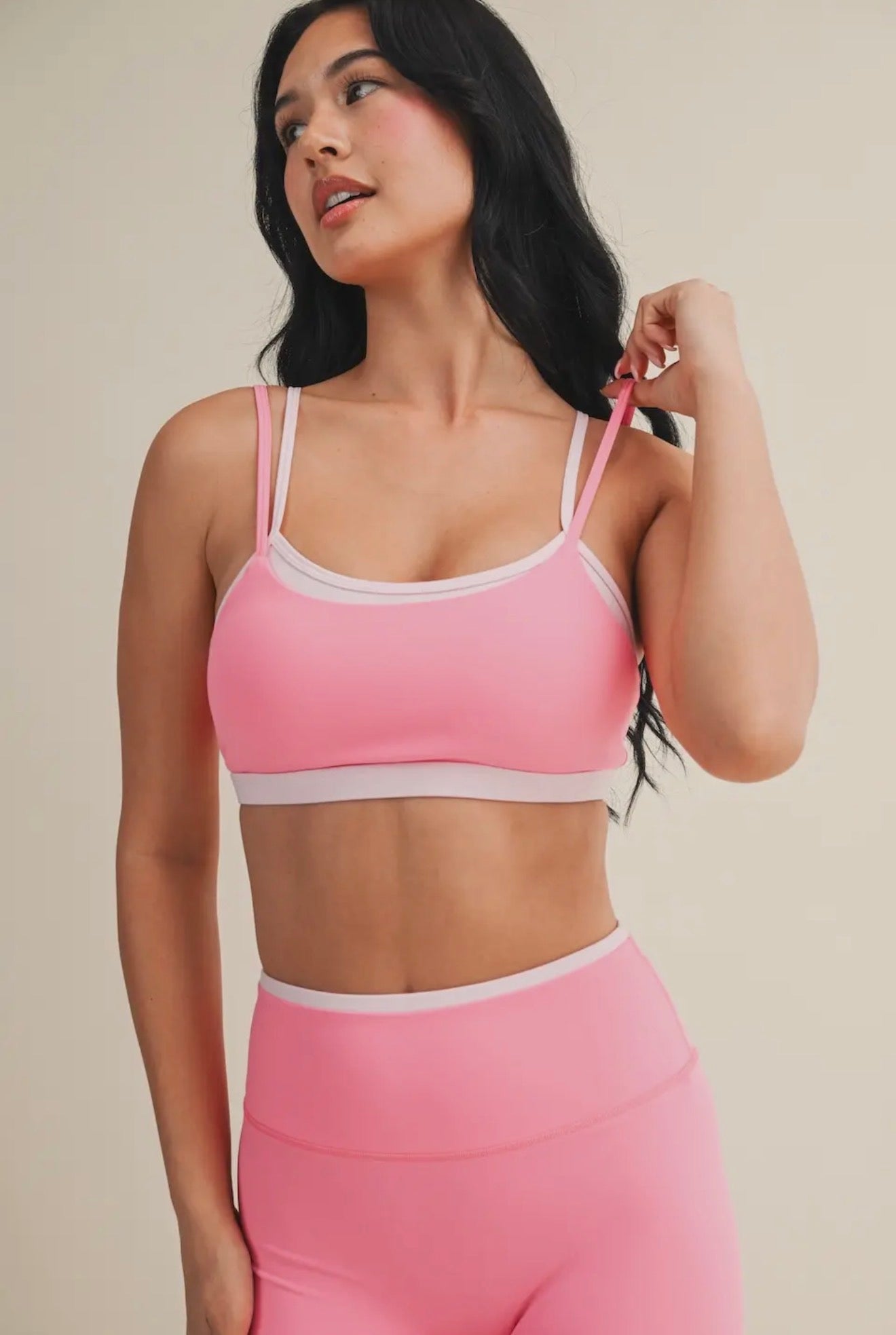 Hot pink double layer sports bra