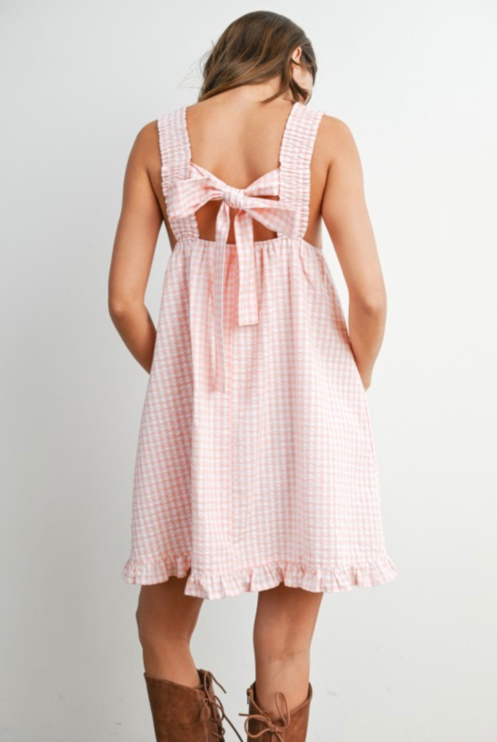 Back tie ruffle hem dress